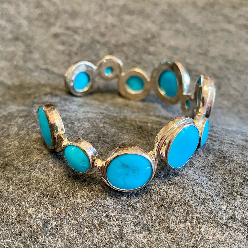 Turquoise and silver bracelet - Picture 2 of 5